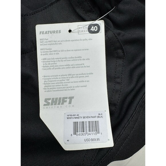 Shift Whit3 Ninety Seven Trac Pants Black/White ADULT Size 40 Utility Pocket - Picture 8 of 11